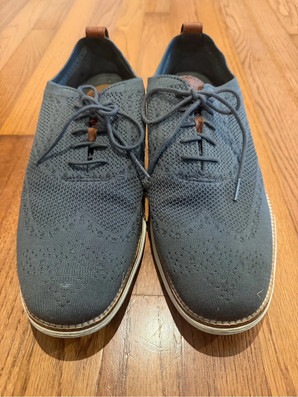 Cole Haan Gray Knit Wingtip Oxford with Brown Accents